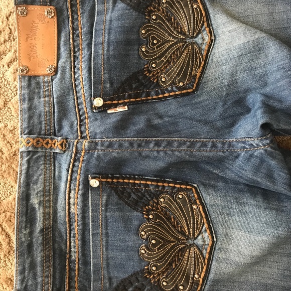 Rose Royce jeans boot cut 30 11/12 leather accents - Picture 6 of 8